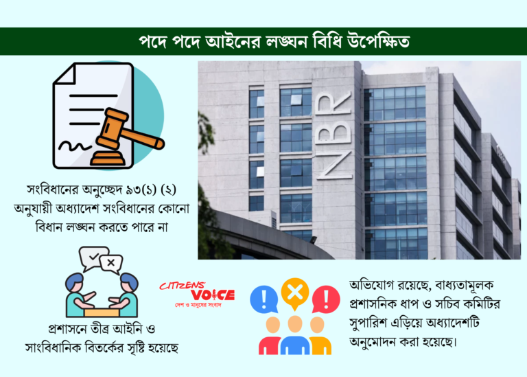 এনবিআর পুনর্গঠন অধ্যাদেশে প্রশাসনিক নিয়ম লঙ্ঘন করা হয়েছে