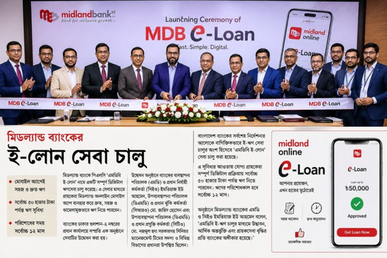 মিডল্যান্ড ব্যাংকের ‘এমডিবি ই-লোন’ চালু