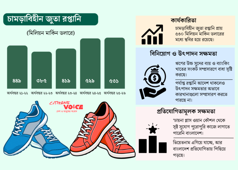 বৈশ্বিক উত্থানের সময়ও নন-লেদার জুতা রপ্তানিতে স্থবিরতা