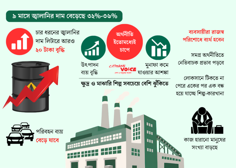জ্বালানির নতুন দামে শিল্পখাতে বড় চাপ, বাড়তে পারে রাজস্ব ঘাটতির ঝুঁকি